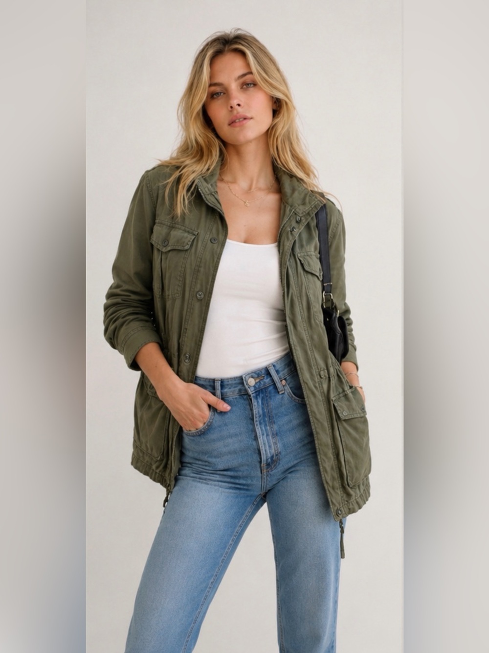 Vintage Y2K Abercrombie & Fitch Olive Green Army Utility Jacket XS Safari